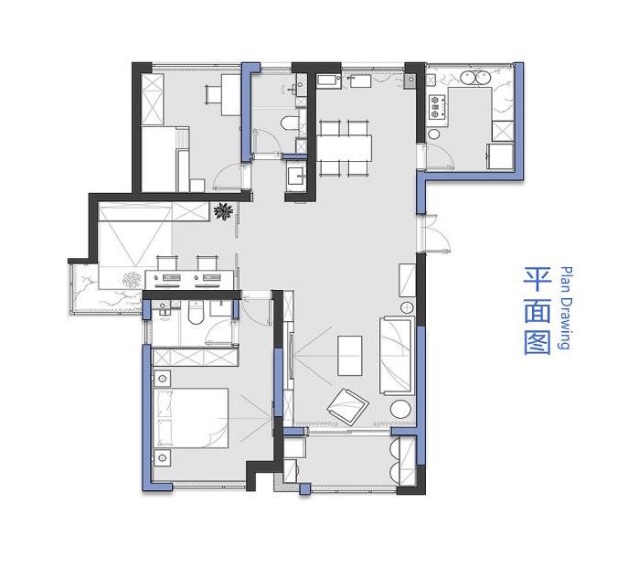 那一抹藍-杭州公館-現(xiàn)代風(fēng)格設(shè)計裝修設(shè)計理念